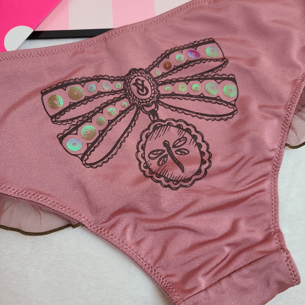 VTG VS Sexy Little Things Silky Satin Ruffle Cheeky Panty Size Sm - Picture 2 of 6
